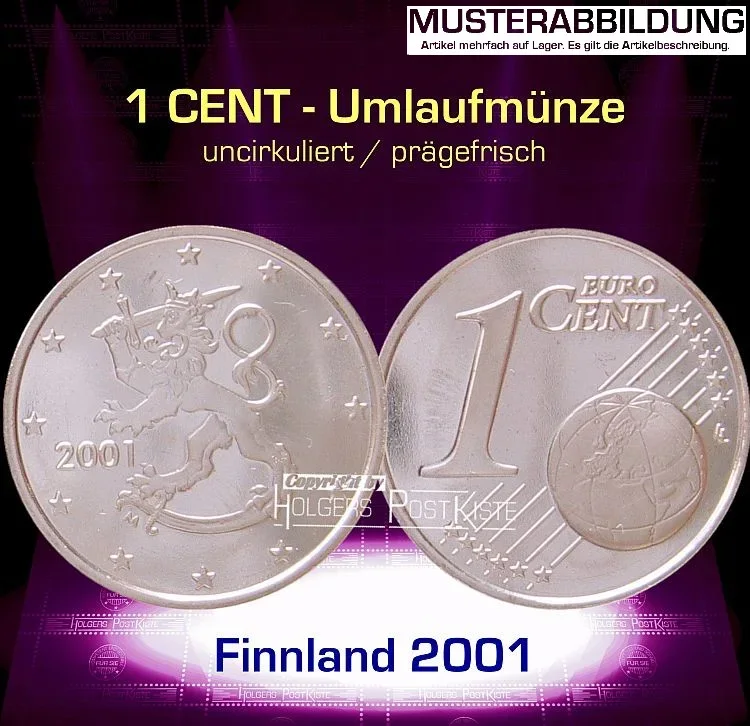 Euromünze 1 CENT - FINNLAND 2001 - prägefrisch/unc