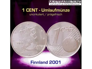Euromünze 1 CENT - FINNLAND 2001 - prägefrisch/unc