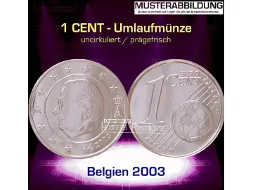 Euromünze 1 CENT - BELGIEN 2003 - prägefrisch/unc