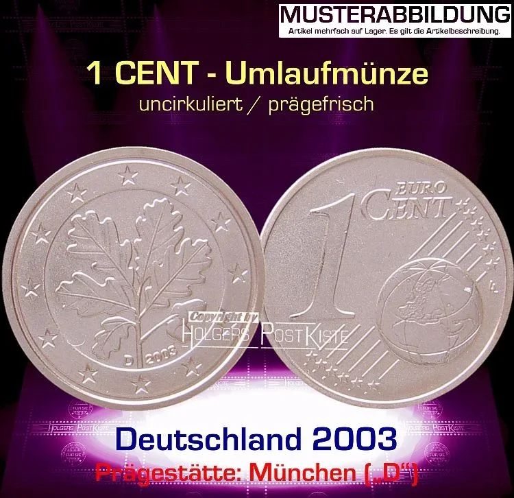 Euromünze 1 CENT - DEUTSCHLAND 2003 (D) - prägefrisch/unc