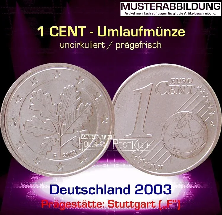 Euromünze 1 CENT - DEUTSCHLAND 2003 (F) - prägefrisch/unc