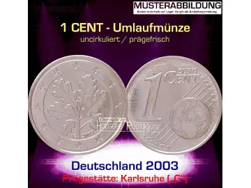 Euromünze 1 CENT - DEUTSCHLAND 2003 (G) - prägefrisch/unc