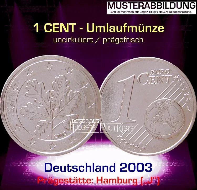 Euromünze 1 CENT - DEUTSCHLAND 2003 (J) - prägefrisch/unc