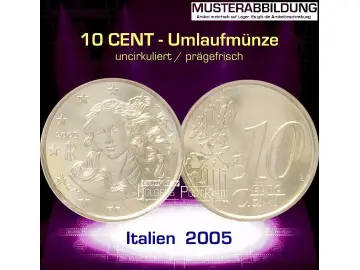 Euromünze 10 CENT - ITALIEN 2005 - prägefrisch/unc