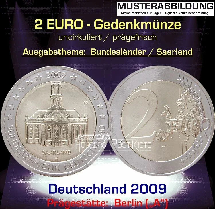 Euromünze 2 EURO Deutschland 2009 (A) - Saarland /  unc