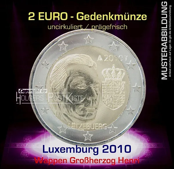 Euromünze 2 EURO Luxemburg 2010 - Wappen Henri / unc