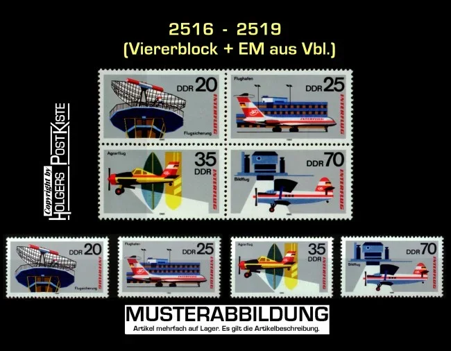 Speziallot DDR - 2516-2519 - Viererblock+Satz postfrisch