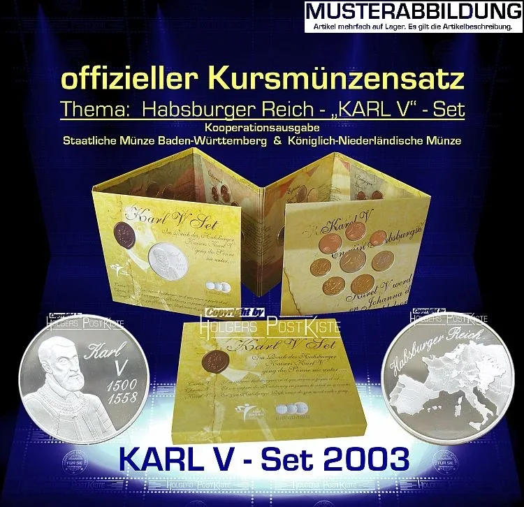 offizielles Kursmünzenset KARL V - Habsburger Reich 2003 = 5 Länder-Set