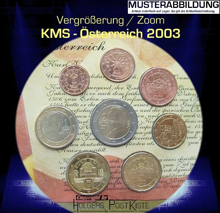 offizielles Kursmünzenset KARL V - Habsburger Reich 2003 = 5 Länder-Set
