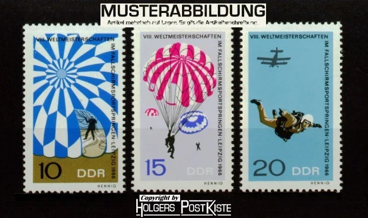 Satzausgabe DDR 1193-1195 WM Fallschirmspringen