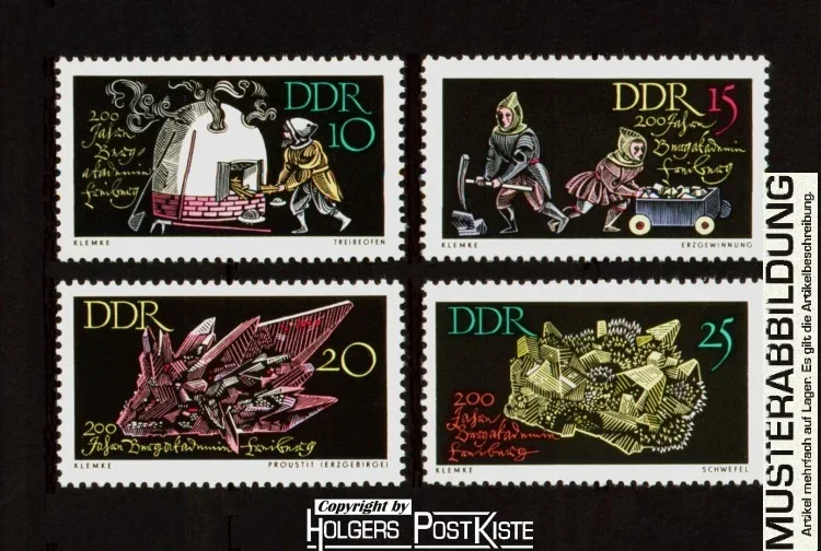 Satzausgabe DDR 1142-1145 Bergakademie Freiberg - Bergbau Minerale