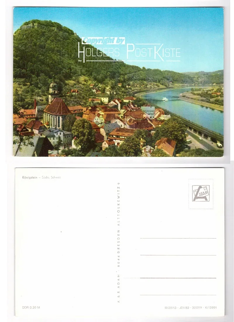 Ansichtskarte - Ortschaft Königstein mit Festung Königstein /Sächs.Schweiz