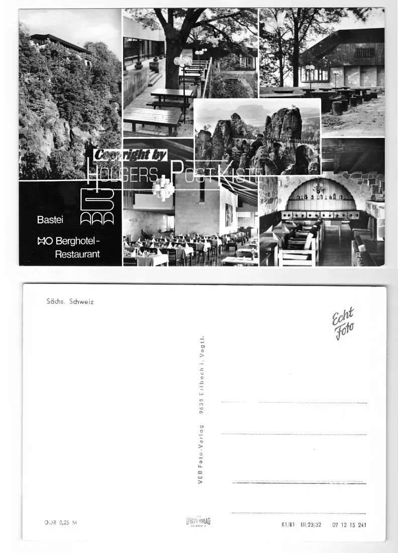 Ansichtskarte (Echtfoto) - HO-Berghotel Bastei bei Rathen / Sächs.Schweiz