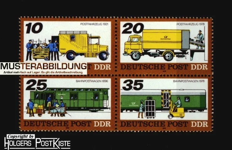 Viererblock-Zdr DDR 2299-2302 Posttransport Bahnpost