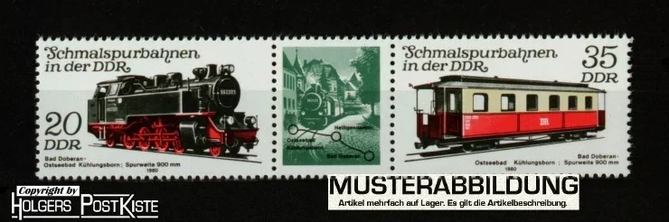 Zusammendruck DDR WZd482 (2563+2565) Schmalspurbahnen (I.Ausgabe)