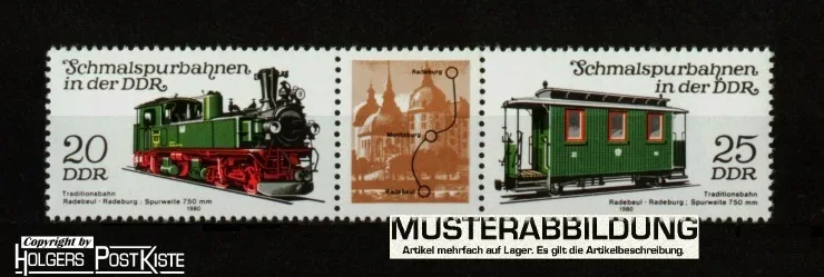 Zusammendruck DDR WZd476 (2562+2564) Schmalspurbahnen (I.Ausgabe)
