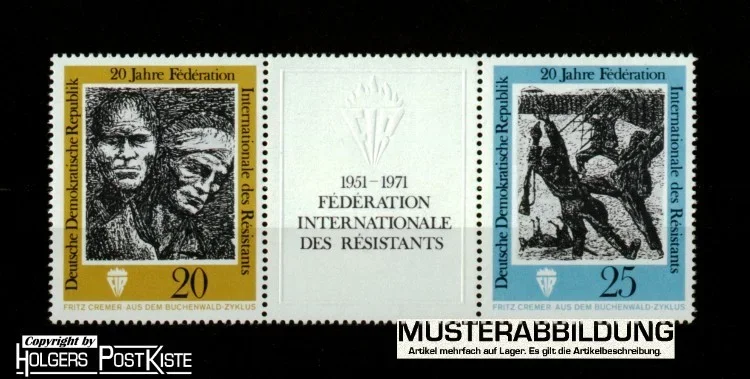 Zusammendruck DDR WZd251 (1680+1681) Föderation Widerstandskämpfer (FIR)