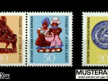 Zusammendruck DDR WZd210 (1521+1523) Volkskunst Lausitz (mit EM 1522)