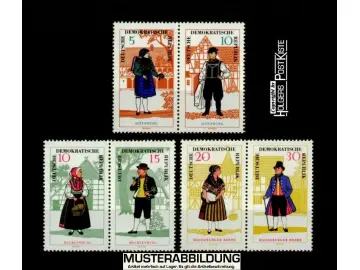 Zusammendruck-Lot DDR WZd162+166+170 (1214-1219) Volkstrachten (II.Ausgabe)