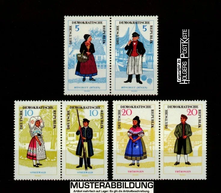 Zusammendruck-Lot DDR WZd144+146+148 (1074-1079) Volkstrachten (I.Ausgabe)