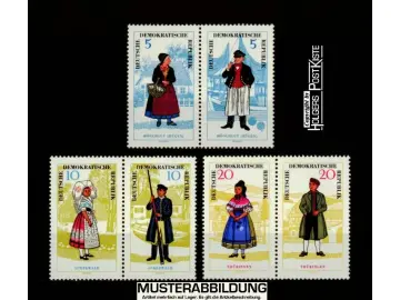 Zusammendruck-Lot DDR WZd144+146+148 (1074-1079) Volkstrachten (I.Ausgabe)
