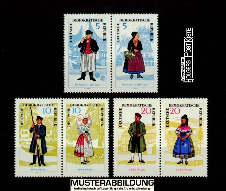 Zusammendruck-Lot DDR WZd145+147+149 (1074-1079) Volkstrachten (I.Ausgabe)