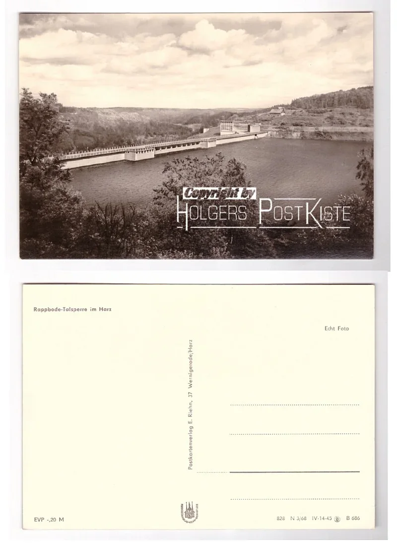Ansichtskarte (Echtfoto) - Rappbode-Talsperre bei Rübeland im Harz