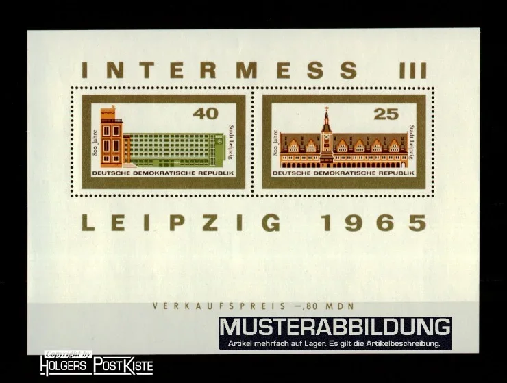 Blockausgabe DDR Block 24 (1127+1128) Ausstellung INTERMESS Leipzig