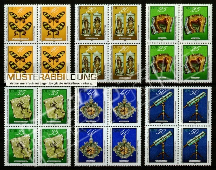 Viererblockeinheit DDR 2370-2375 Wissenschaftliche Museen Dresden
