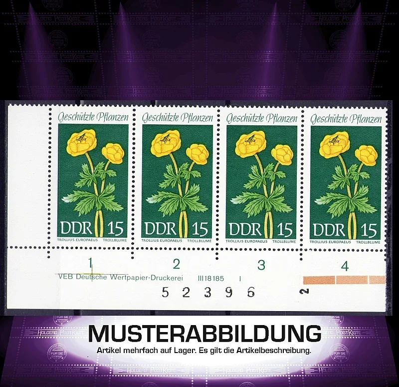 Druckvermerk (DV) DDR 1458 - Geschützte Pflanzen