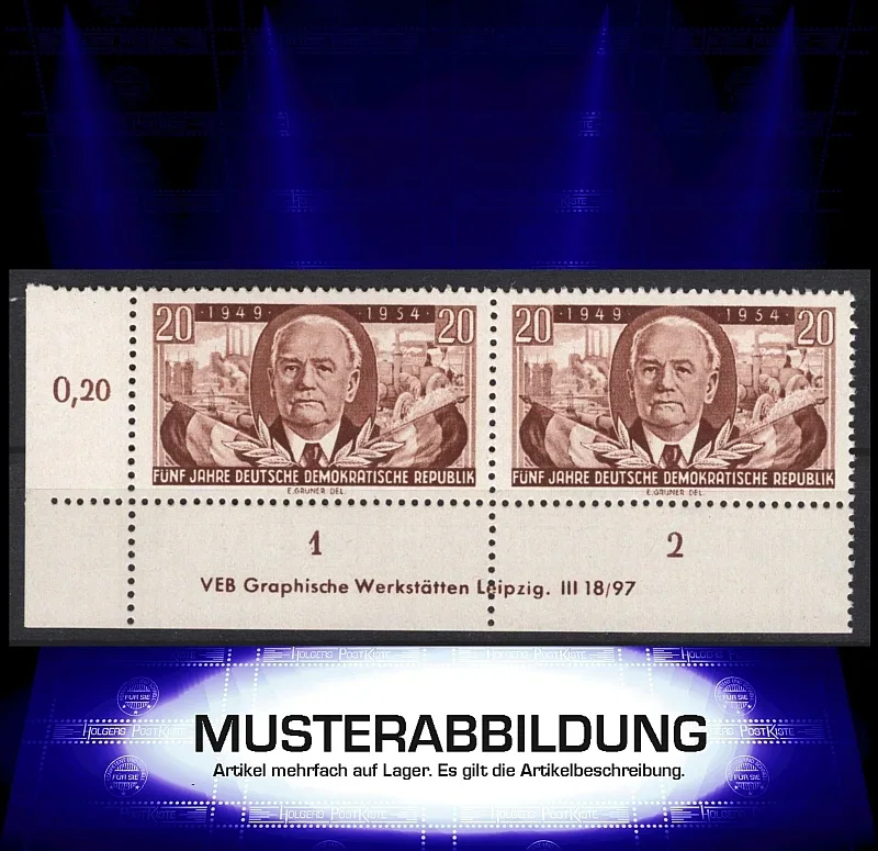 Druckvermerk (DV) DDR 443 - 5.Jahrestag DDR-Gründung Pieck