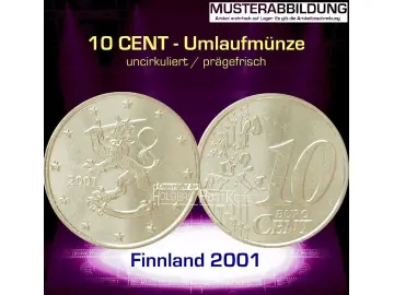 Euromünze 10 CENT - FINNLAND 2001 - prägefrisch/unc