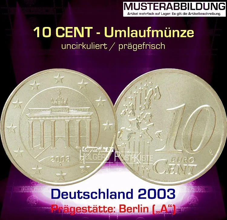 Euromünze 10 CENT - DEUTSCHLAND 2003 (A) - prägefrisch/unc