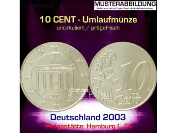 Euromünze 10 CENT - DEUTSCHLAND 2003 (J) - prägefrisch/unc