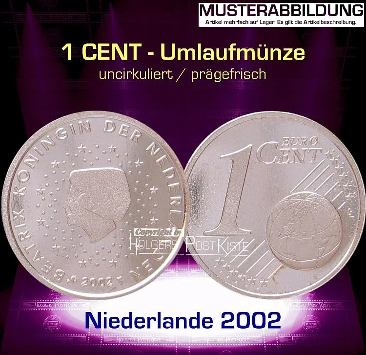 Euromünze 1 CENT - NIEDERLANDE 2002 - prägefrisch/unc