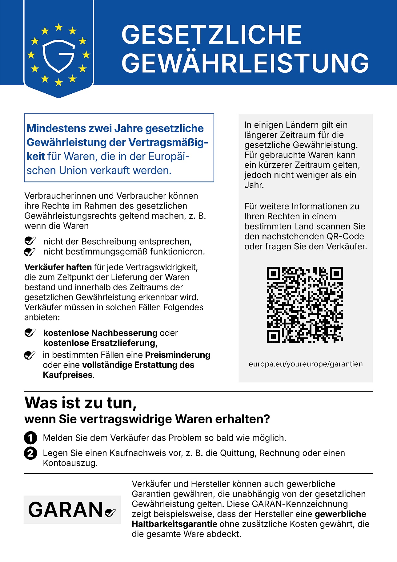 Ihr gutes Recht - Die Gesetzliche Gew&auml;hrleistung